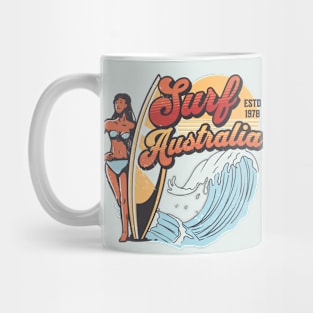Surf Australia // Vintage Surfer Babe // Retro Surfing Mug
